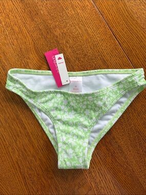 Xhilaration Light Green and White Floral Bikini Bottom